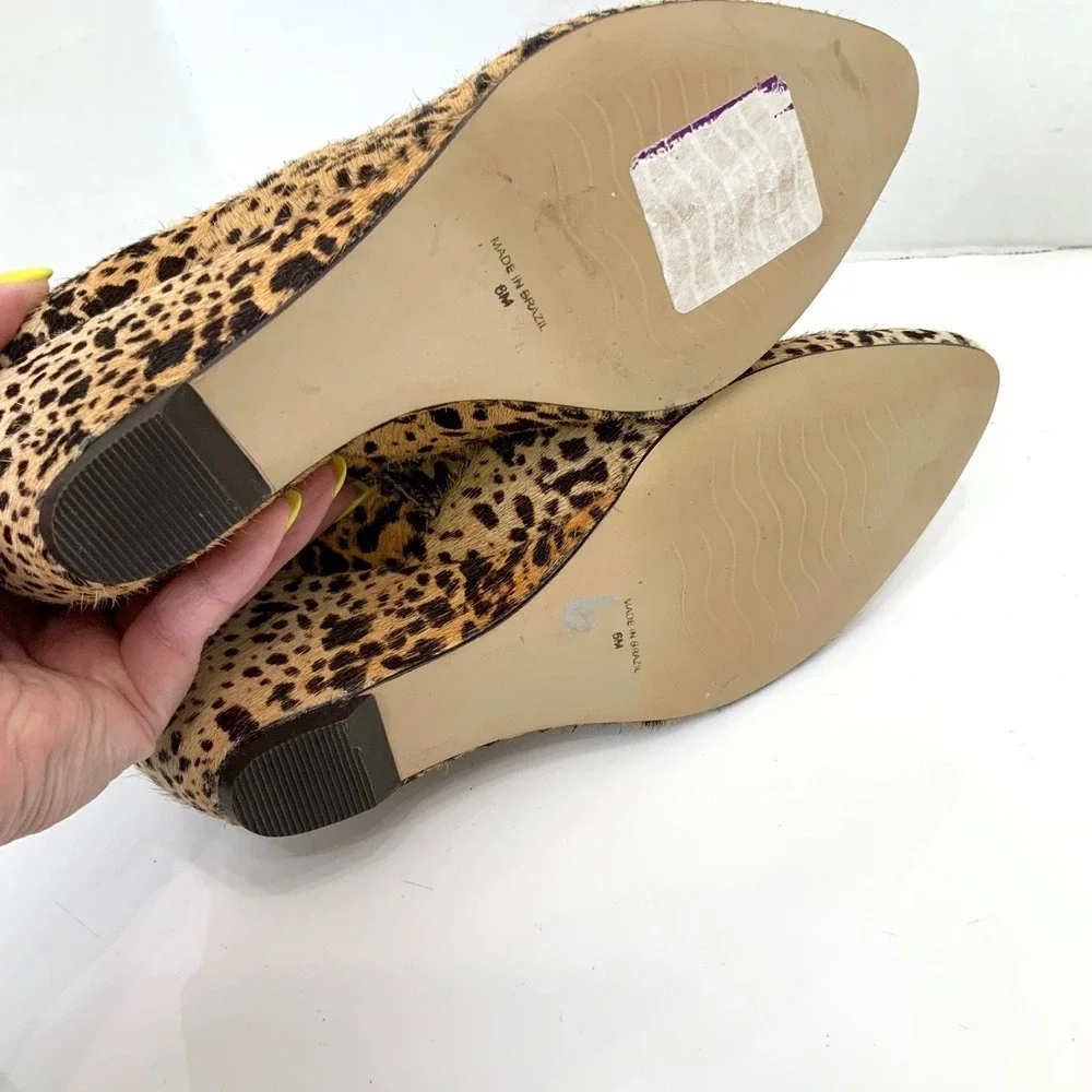 Matisse Sz 6 Teddy Animal Print Calf Hair Leather Wedge Booties Side Zip Chic